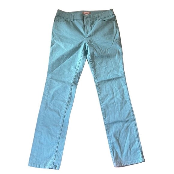 Chicos Platinum Aqua Breeze Skimmer Crop Jeans w/Embellished Back Pockets Sz 0.5 - Picture 3 of 9